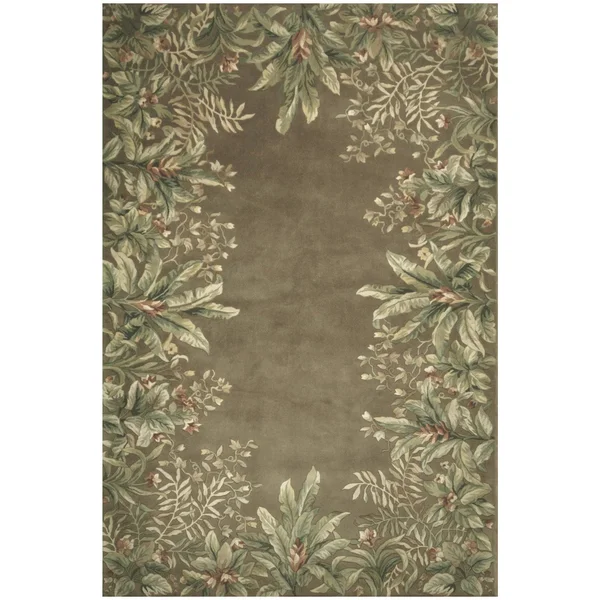 Kas Emerald 9000 Tropical Border 2' x 3' Taupe Rug
