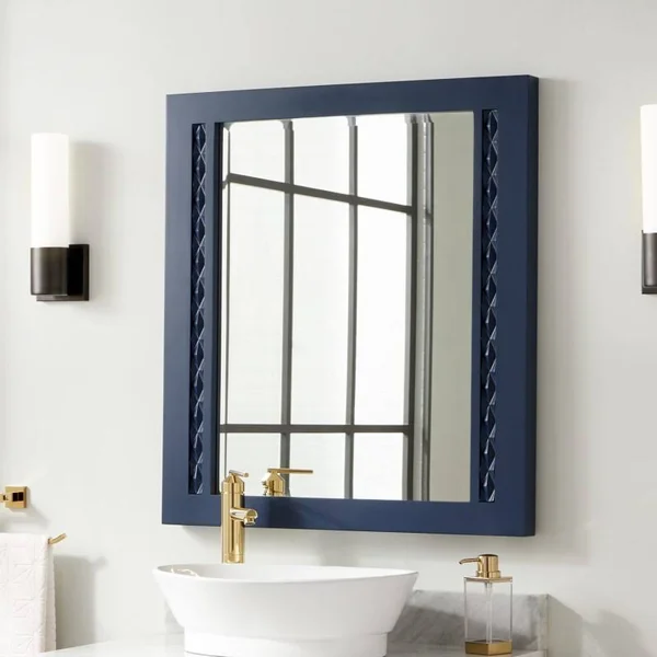 Signature Hardware 943036-30 Thorton 33x22 x 30x22 Framed Bathroom Mirror Bright Navy Blue Home Decor Mirrors Bathroom Mirror