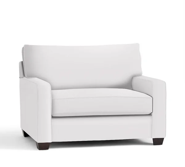 Buchanan Square Arm Upholstered Twin Sleeper Sofa, Polyester Wrapped Cushions, Twill White at Pottery Barn - Furniture - Sofas \