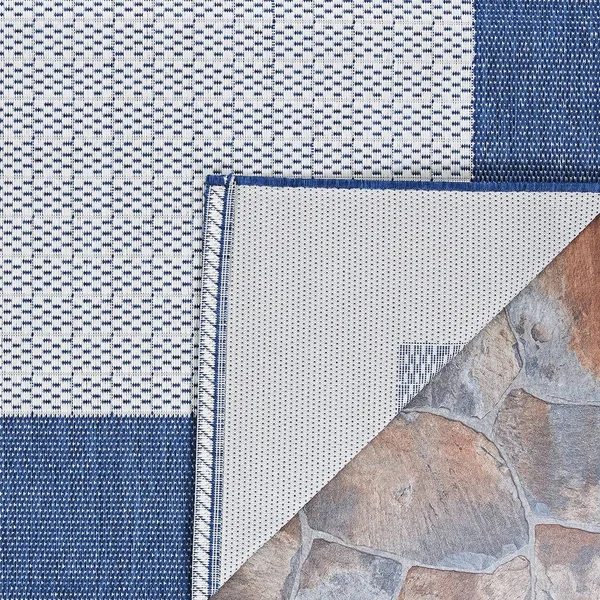 Pergola Quad Ivory-Blue Indoor/Outdoor Area Rug - 5&3x22 x 7&6x22