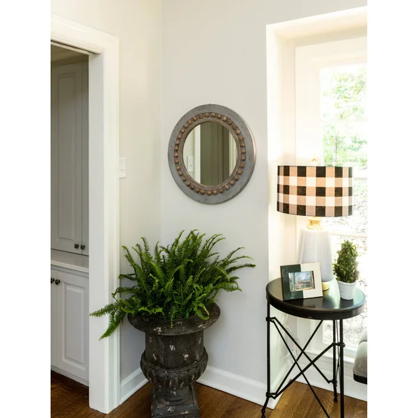 Round Decorative Wood Wall Mirror - Grey