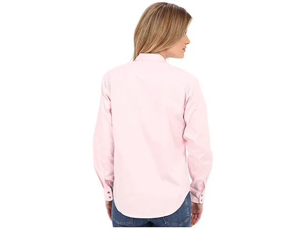 Roper Women's Long Sleeve Solid Snap Shirt - Pink - L