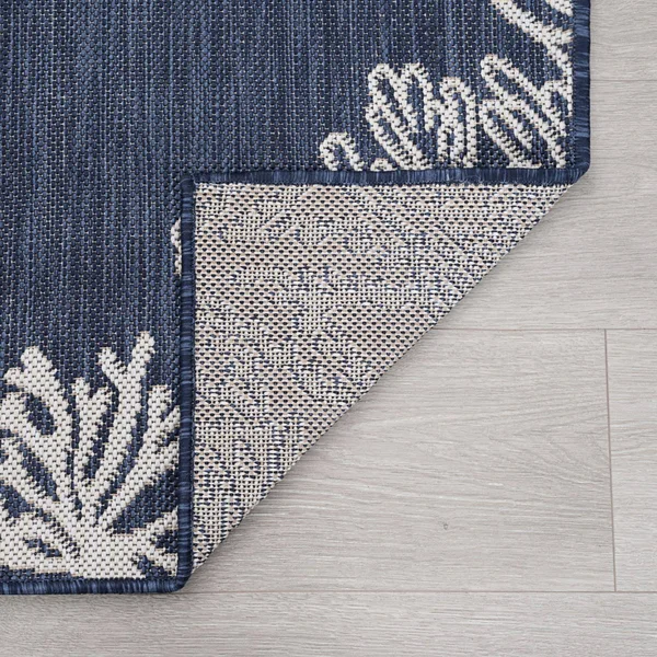Alise Rugs Exo Novelty Coastal Indoor/Outdoor Area Rug - 5&3&& x 7&3&& - Navy
