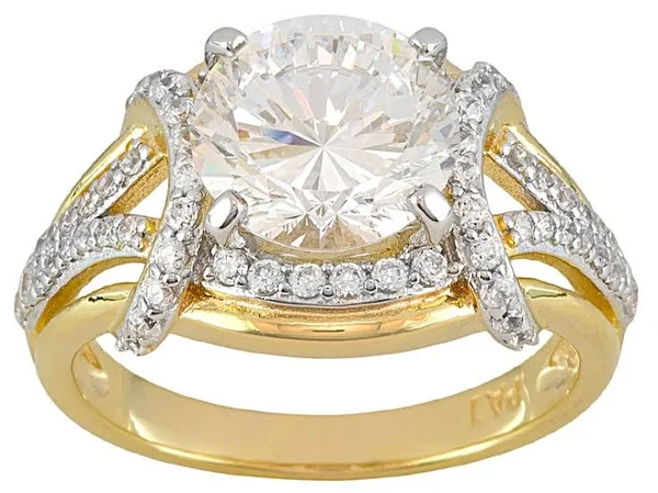5.40ctw Bella Luce Dillenium Cut 18kt Yellow Gold Over Sterling Silver Ring - Size 9