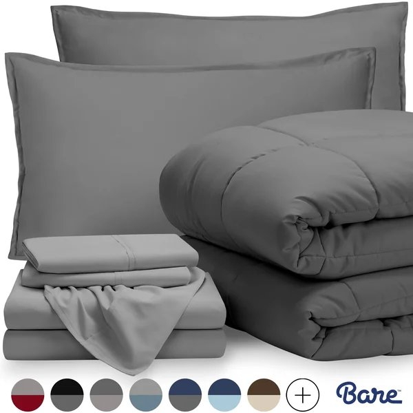Premium 1800 Series Microfiber Bed in A Bag by Bare Home - Size: Queen, Black