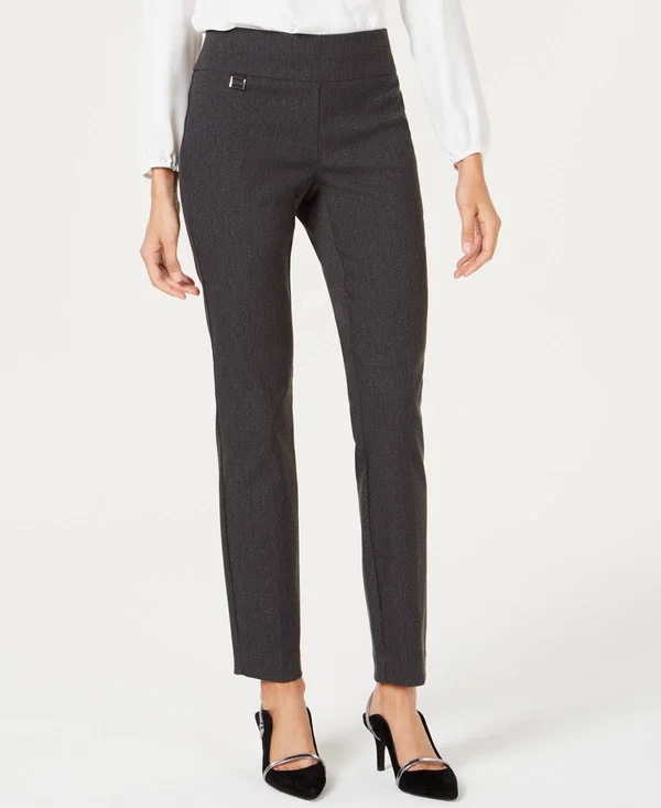 Alfani Petite Tummy-Control Pull-On Skinny Pants - Petite & Petite Short, Created for Macy&s - Dark Grey Heather