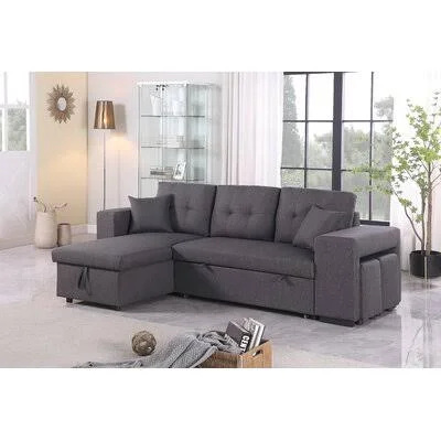 Evagelion Sectional Sleeper Sofa with Storage Latitude Run Fabric: Dark Gray Linen