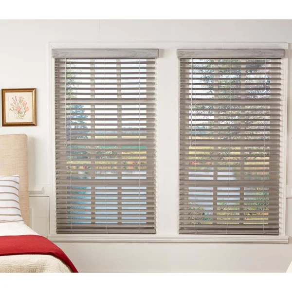 Perfect Lift Window Treatment Room Darkening Driftwood Gray 2 in. Cordless Faux Wood Blind 35.75 in. W x 48 in. L(Actual Size: 3
