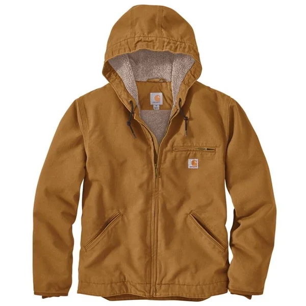 Carhartt Men's Washed Duck Sherpa-Lined Jacket - 104392, Gravel
