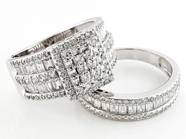 Bella Luce 4.32ctw Rhodium Over Sterling Silver Ring with Band 2.82ctw Dew - Size 8