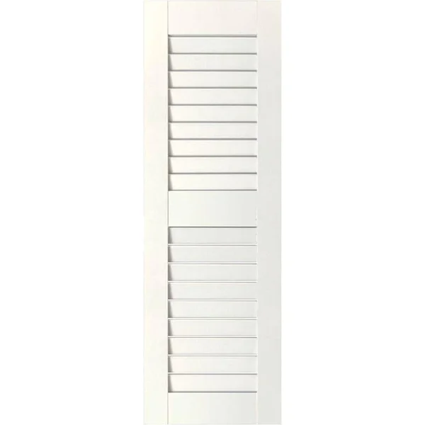 Ekena Millwork 15 in. x 42 in. Exterior Real Wood Western Red Cedar Louvered Shutters Pair White