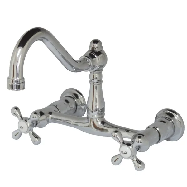 Kingston Brass KS3241AX Vintage 8x22 Wall-Mounted Two-Handle Vessel Sink Faucet - Polished Chrome