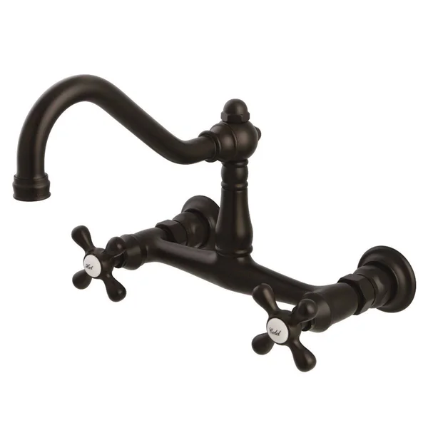 Kingston Brass KS3241AX Vintage 8x22 Wall-Mounted Two-Handle Vessel Sink Faucet - Polished Chrome