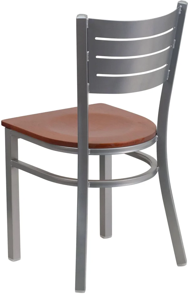 Flash Furniture Hercules Series Slat Back Metal Restaurant Chair - Cherry/Silver