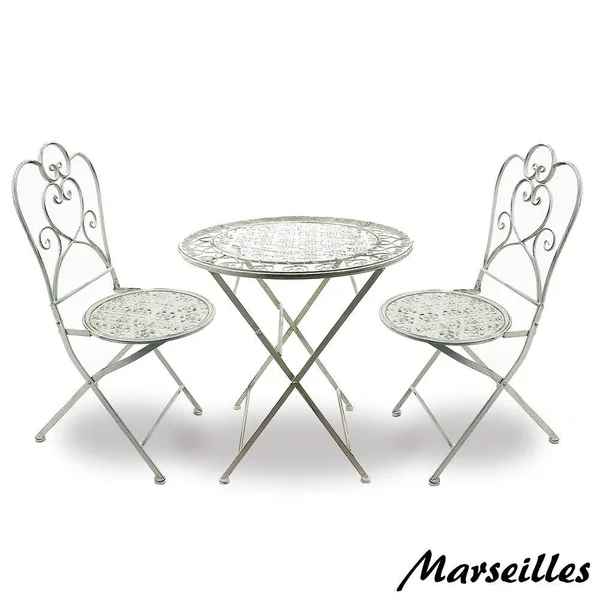 Modern Home Marseille Antiqued Iron 3PC Folding Bistro Set