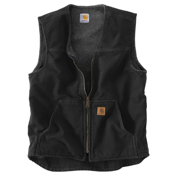 Carhartt Men's Sandstone Rugged Sherpa Lined Vest, Black, Medium