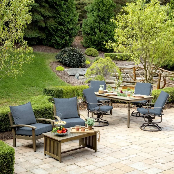 Arden Selections Denim Alair Texture Outdoor 44 x 20 in. High Back Dining Chair CUSHION, Size: 44 inch x 20 inch