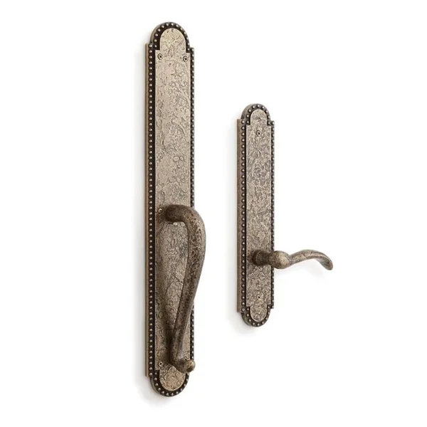 Signature Hardware 946283-DM-LH Marconi Left Handed Solid Brass Full Plate Dummy Door Handleset with Interior Lever Antique Bras