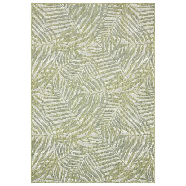 Indoor/Outdoor Palmiero Tropical Palm Leaves Area Rug - Sand - 5&3x22 x 7&7x22