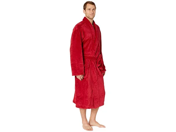Polo Ralph Lauren Men's Microfiber Plush Shawl Collar Robe, Eaton Red, L/XL