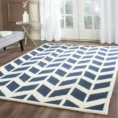 George Oliver Esperance Navy, Ivory Area Rug; 5' x 8'