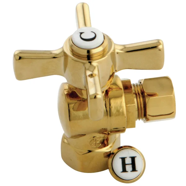 Kingston Brass CC33102ZX Millennium 3/8x22 FIP x 3/8x22 OD Compression Angle Valve, Polished Brass