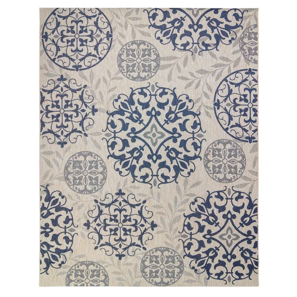 Gertmenian Paseo Emilia Indoor Outdoor Rug - Beig/Green, 8x10 ft
