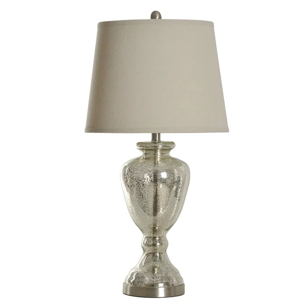 Stylecraft Northbay Mercury Glass Table Lamp - White Hardback Fabric Shade