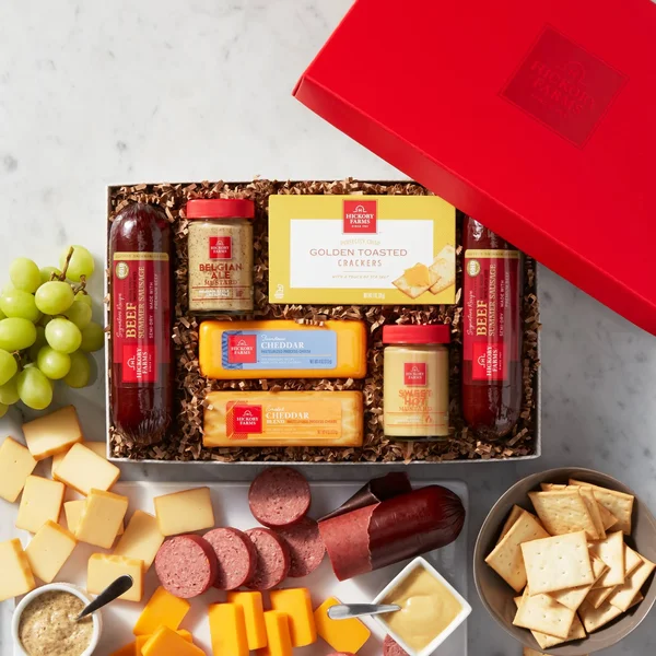 Beef Summer sausage Gift Box, Gourmet cheese Gifts, Hickory Farms