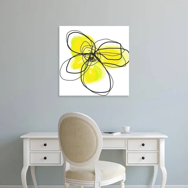 Easy Art Prints Jan Weiss's 'Yellow Petals Two' Premium Canvas Art - 30 x 30 - Classic Black Frame