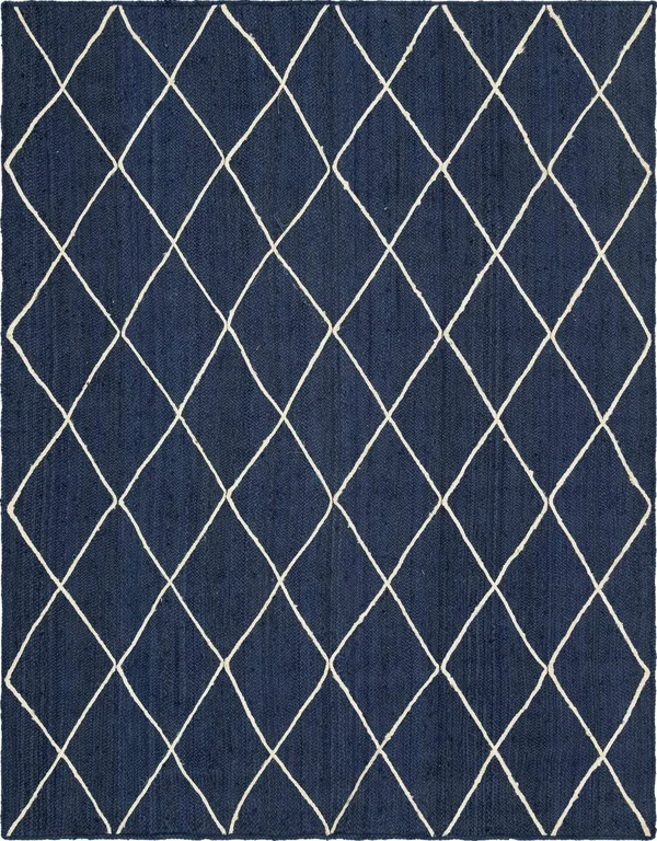 Braided Jute Rug Navy Blue, Rectangle 8& x 11&