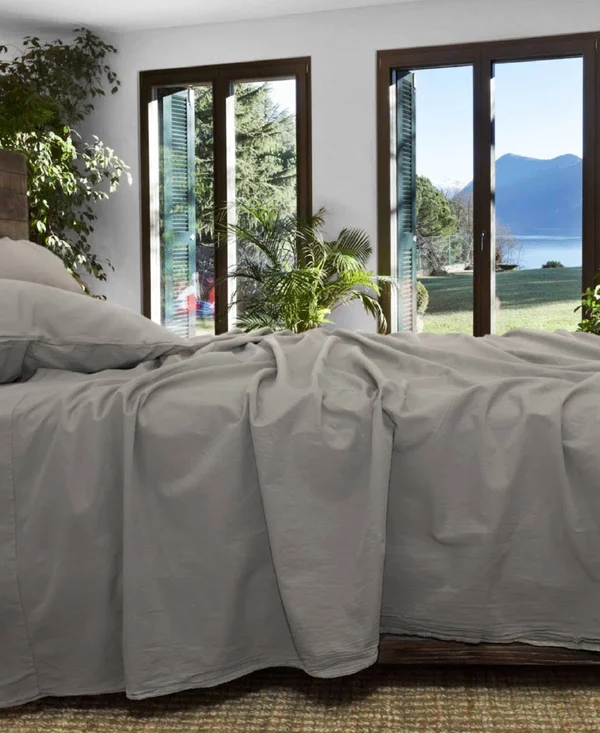 Jennifer Adams Relaxed Cotton Percale Sheet Set - Smoke - California King