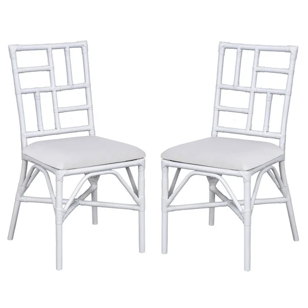 Safavieh Christine Glam Accent Chair w/Cushion - White, Set of 2