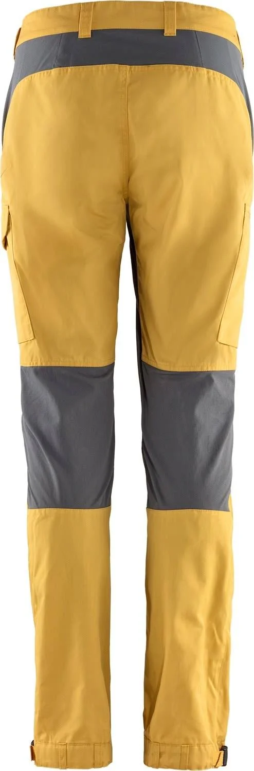 Fjallraven Kaipak Trousers Curved Yellow - Women G-1000 Full-length Trousers (Size 46 - Color Ochre - Super Grey)