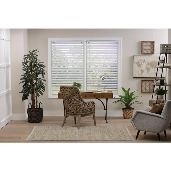 Perfect Lift Window Treatment Cut-to-Width White Cordless Room Darkening Premium Vinyl Blinds with 2 in. Slats 40.5 in. W x 72 i