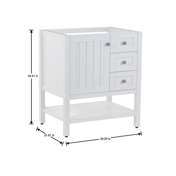 Home Decorators Collection Lanceton 30 in. W x 22 in. D x 34 in. H Bath Vanity Cabinet Only in White