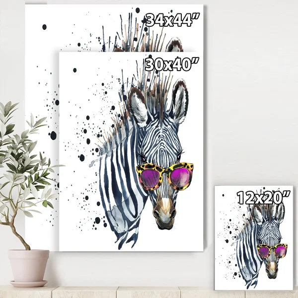 Design Art Animal &Funny Zebra Watercolor& Painting - Blue