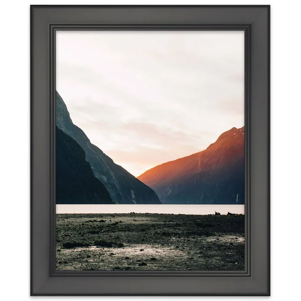 CustomPictureFrames 22x28 - 22 x 28 Contemporary Black Solid Wood Frame with UV Framer&s Acrylic & Foam Board Backing - Grea
