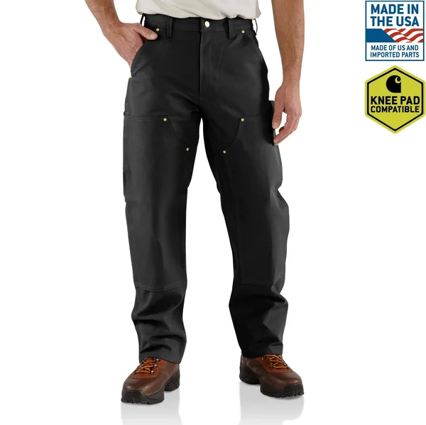 Carhartt Firm Duck Double Front Work Dungaree Pants - Men's Black