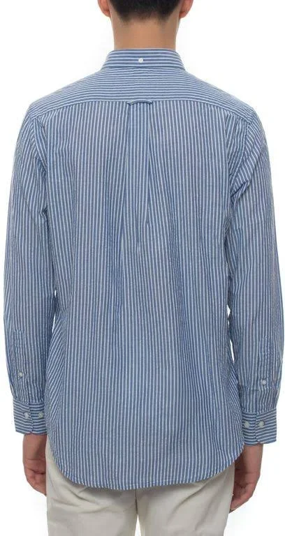 Gant Regular Fit Tech Prep Stripe Seersucker Shirt, Blue (S)