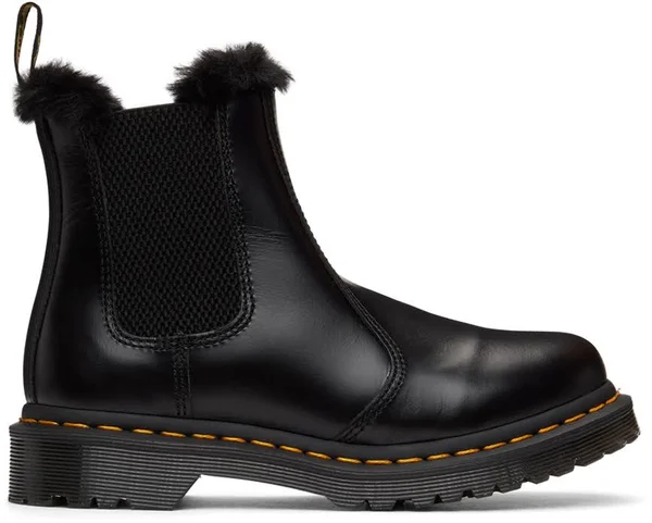 Dr. Martens Black 2976 Leonore Faux Fur Lined Chelsea Boots