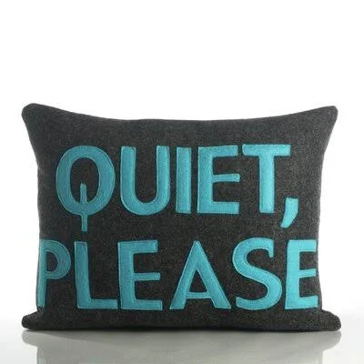 Alexandra Ferguson House Rules Quiet Please Throw Pillow Color: Blue, White