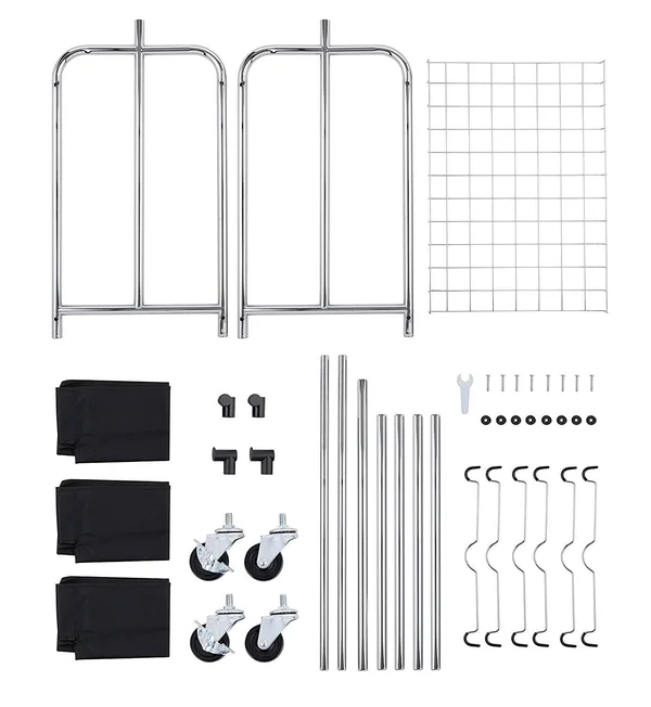 Finnhomy 3-Bag Rolling Laundry Sorter Cart with Hanging Bar Heavy-Duty Wheels Larger Bags Chrome