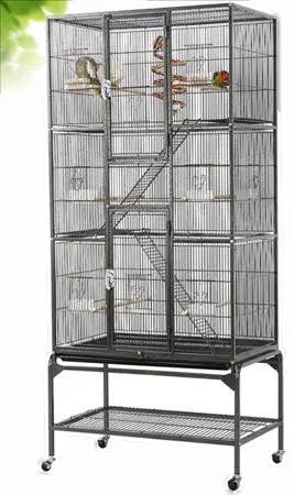 Extra Large Bird Parrot Cage Rolling Metal Pet Cage with Detachable Stand - Size: 31.9 x 18.3 x 69&&(WxDxH)