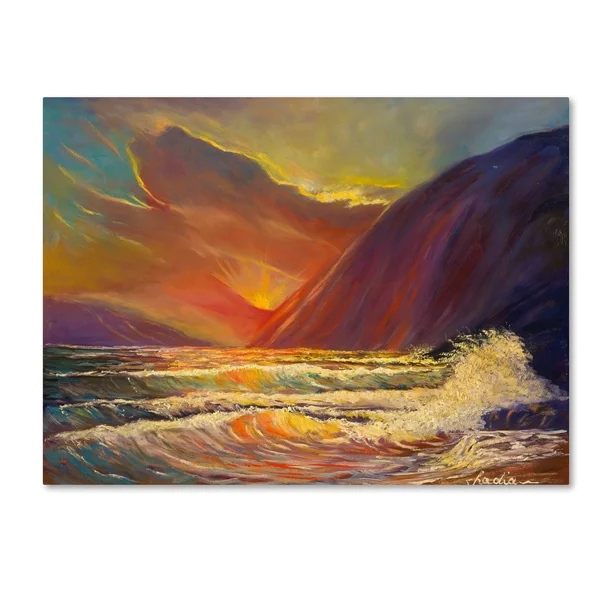 Trademark Fine Art Hawaiian Coastal Sunset Canvas Art by Manor Shadian - Size: 24 x 32