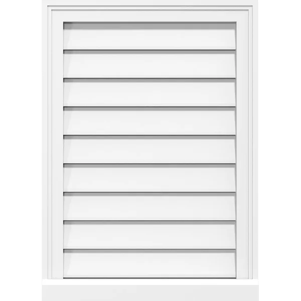 Ekena Millwork GVPVE32X1403SF 32x22W x 14x22H Vertical Surface Mount PVC Gable Vent: Functional, w/ 2x22W x 2x22P Brickmould Sil