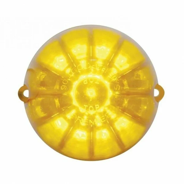 United Pacific 37990 Peterbilt Stainless Front Air Cleaner Bracket w/ Eight 19 LED Watermelon Lights & Bezels - Amber LED/Am