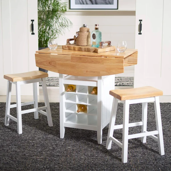Safavieh Emeric 3 PC Set Drop Leaf Pub Table - Natural, White