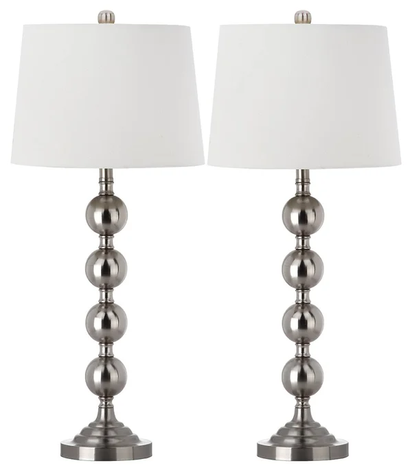 Metal Stacked Ball Table Lamp (Set of 2) - Nickel Finish by Ashley HomeStore