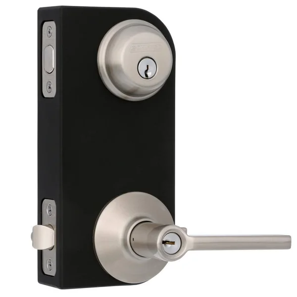 Schlage Satin Nickel Single Cylinder Deadbolt & Keyed Entry Latitude Lever